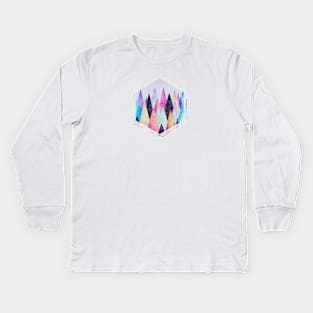 Colorful Abstract Geometric Triangle Peak Wood's Kids Long Sleeve T-Shirt